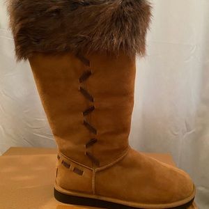 UGG Rosana with Brindle Fur and cross stitching